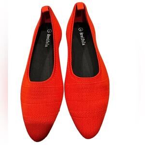 BREIFOLA knit pointed toe flats red ballet sneakers size 7 flats casual Slip on